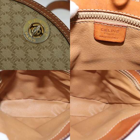 CELINE Macadam Canvas Shoulder Bag Pvc Beige Gold - Picture 11 of 12